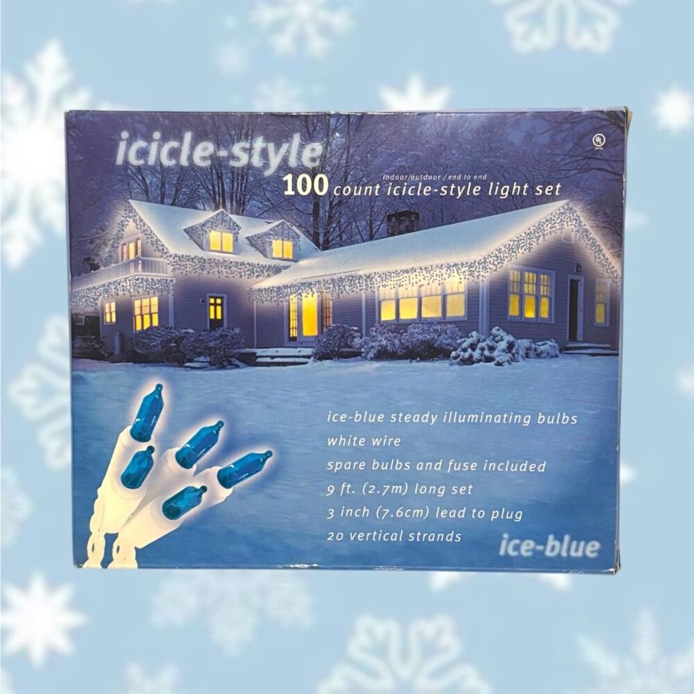Seasonal Specialties Holiday Icicle Lights 100 Count Outdoor Blue Christmas